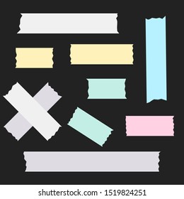 color adhesive tape paper isolated on black background for art project or website decoration. vector illustration