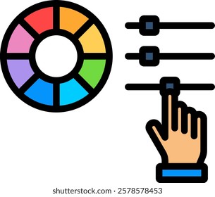 Color Adjustment Icon Lineal Color Vector Illustration