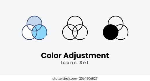 Color Adjustment Icons thin line and glyph vector icon stock illustration