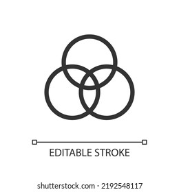 Color adjustment pixel perfect linear ui icon. RGB color model. Photo editor instrument. GUI, UX design. Outline isolated user interface element for app and web. Editable stroke. Arial font used