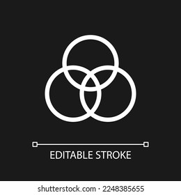 Ajuste de color píxel perfecto icono de ui lineal blanco para el tema oscuro. Modelo de color RGB. Pictograma de la línea del vector. Símbolo de interfaz de usuario aislado para el modo nocturno. Trazo editable. Tipo de letra arial utilizado