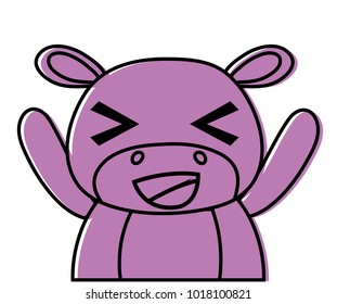 color adorable and cheerful hippopotamus wild animal