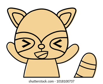 color adorable and cheerful raccoon wild animal
