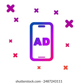 Color Advertising icon isolated on white background. Concept of marketing and promotion process. Responsive ads. Social media advertising. Gradient random dynamic shapes. Vector