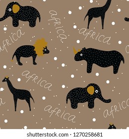 color africa cute animal vector seamless pattern