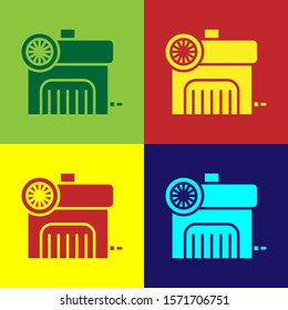 Color Air compressor icon isolated on color background.  Vector Illustration