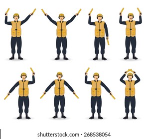 color aircraft carrier marshal hand signals