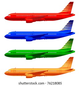color aircraft technical drawings in vector format