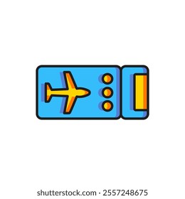 Color Airline ticket icon isolated on white background. Plane ticket. Flat filled outline style with shadow. Vector