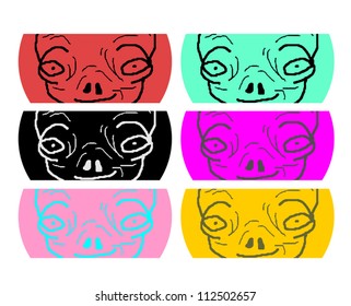 Color aliens faces