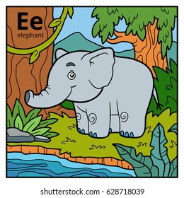 Color alphabet for children, letter E (elephant)