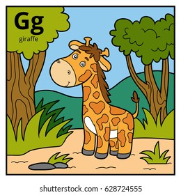 Color alphabet for children, letter G (giraffe)