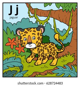 Color alphabet for children, letter J (jaguar)