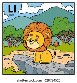 Color alphabet for children, letter L (lion)