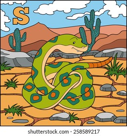 Color alphabet for children: letter S (snake)