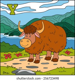 Color alphabet for children: letter Y (yak)