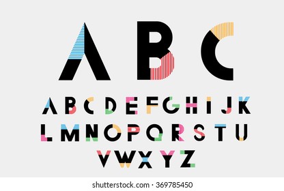 Color alphabetic font. Vector eps10 illustrator.