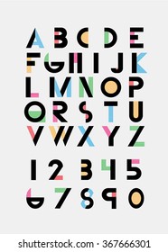Color alphabetic fonts and numbers. Vector eps10 illustrator.