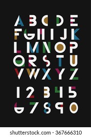 Color alphabetic fonts and numbers. Vector eps10 illustrator.