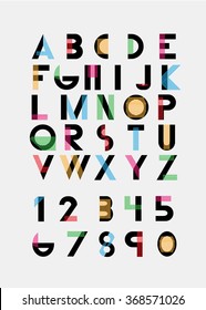 Color alphabetic fonts and numbers. Vector eps10 illustrator.