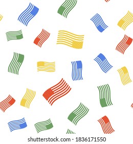 Color American flag icon isolated seamless pattern on white background. Flag of USA. Vector.