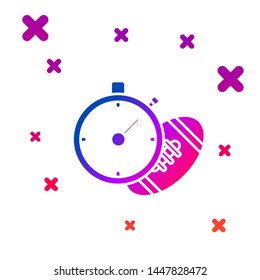 Color American Football ball and stopwatch icon isolated on white background. Set of sport equipment. Gradient random dynamic shapes. Vector Illustration
