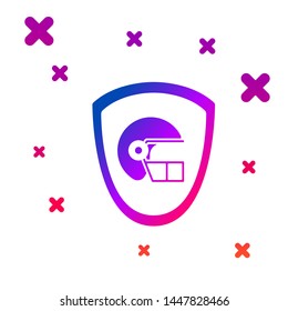 Color American football helmet and shield icon isolated on white background. Gradient random dynamic shapes. Vector Illustration