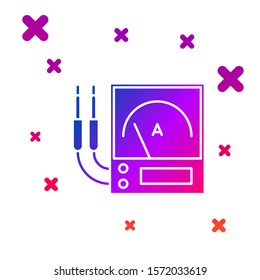 Color Ampere meter, multimeter, voltmeter icon isolated on white background. Instruments for measurement of electric current. Gradient random dynamic shapes. Vector Illustration