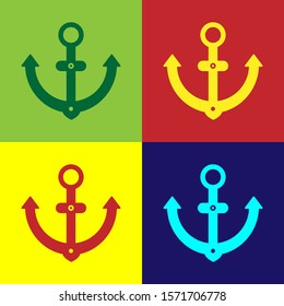 Color Anchor icon isolated on color background.  Vector Illustration