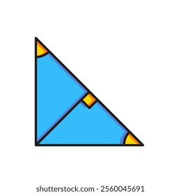 Color Angle bisector of a triangle icon isolated on white background. Flat filled outline style with shadow. Vector