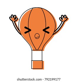 color angry air balloon kawaii with arms
