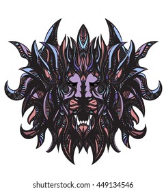 Color angry lion
