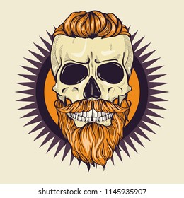 Color angry skull with hairstyle