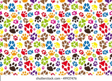 Color animal paw seamless tile.