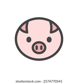 Color animal single item icon pig