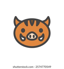 Color animal single item icon boar