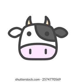 Color animal single item icon cow