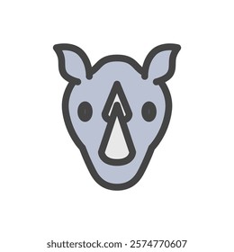 Color animal single item icon rhinoceros