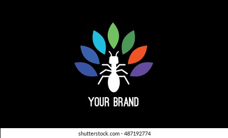 Color Ant vector logo Color leaves