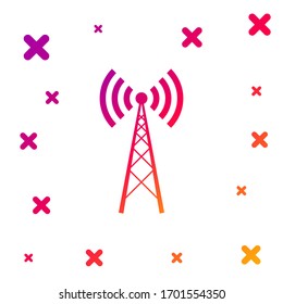 Color Antenna icon isolated on white background. Radio antenna wireless. Technology and network signal radio antenna. Gradient random dynamic shapes. Vector Illustration