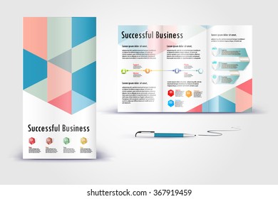 Diseño de plantillas de folleto de aplicación en color para la identidad corporativa con estadísticas e infografías. Diseño de portada e infografía. Papelería de negocios.