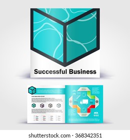 Diseño de plantillas de folleto de aplicación en color para la identidad corporativa con estadísticas e infografías. Diseño de portada e infografía. Papelería de negocios.