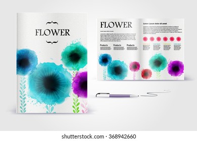 Diseño de plantillas de folleto de aplicación en color para la identidad corporativa con estadísticas e infografías. Diseño de portada e infografía. Papelería de negocios.