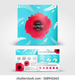 Color application booklet template design for corporate identity with statistics and infographics. Cover layout and infographics. Business stationery.