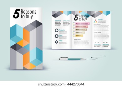 Diseño de plantillas de folleto de aplicación en color para la identidad corporativa con estadísticas e infografías. Diseño de portada e infografía. Papelería de negocios.