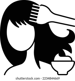 Color Application With a Bowl and Brush concept, hair colorist vector icon design, beauty and personal care symbol, cosmetic dermatology sign, body aesthetics stock illustration 
