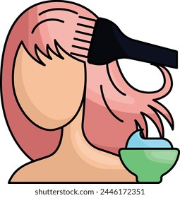 Color Application With a Bowl and Brush concept, hair colorist vector icon design, beauty and self-care symbol, decorative cosmetics sign, Medical Spa stock illustration