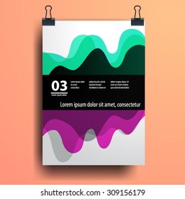 Color application poster or magazine cover template design for corporate identity with geometry shapes. Stationery set