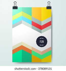 Color application poster or magazine cover template design for corporate identity with geometry shapes. Stationery set