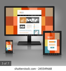 Color application template design for corporate identity with square elements. Stationery set